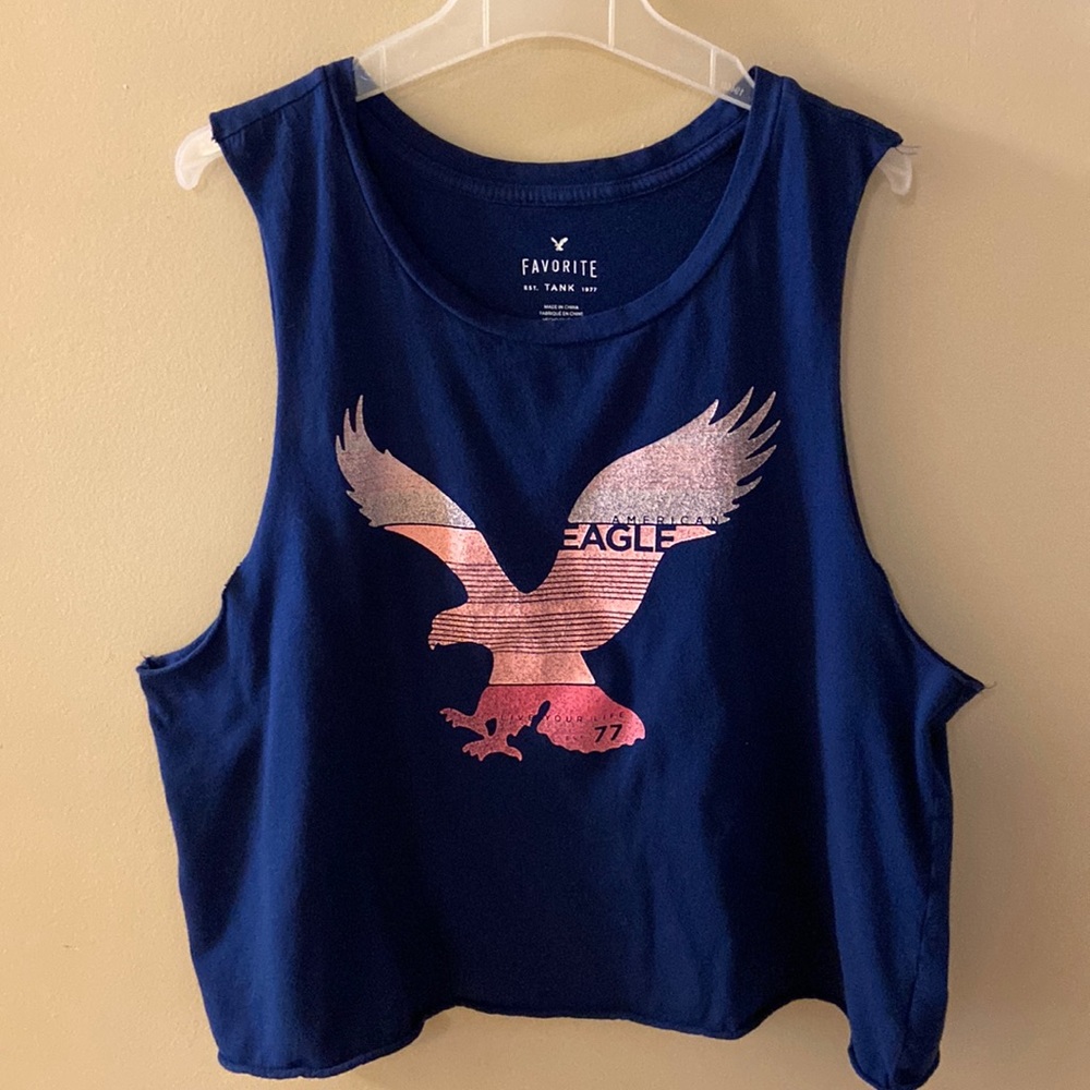 American Eagle blue wide arm tank top size small
